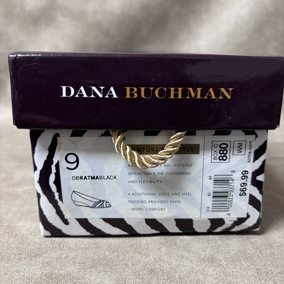 Dana Buchman Black Patent Leather Open Toe Wedge Shoes Women's Size 9 - Picture 9 of 9